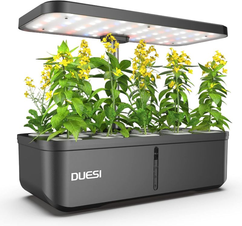 Photo 1 of Indoor Garden Hydroponics Growing System, DUESI Upgrade 12 Pods Gardening Plant Germination Herb Kit with LED Grow Light, Hydrophonic Planter Grower Harvest Vegetable Lettuce for Hydroponic Gardeners
