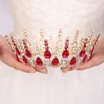 Photo 1 of Silver Round Crystal Tiara Queen Crowns for Women Princess Tiara Rhinestone Wedding Crown for Bridal Festival Party