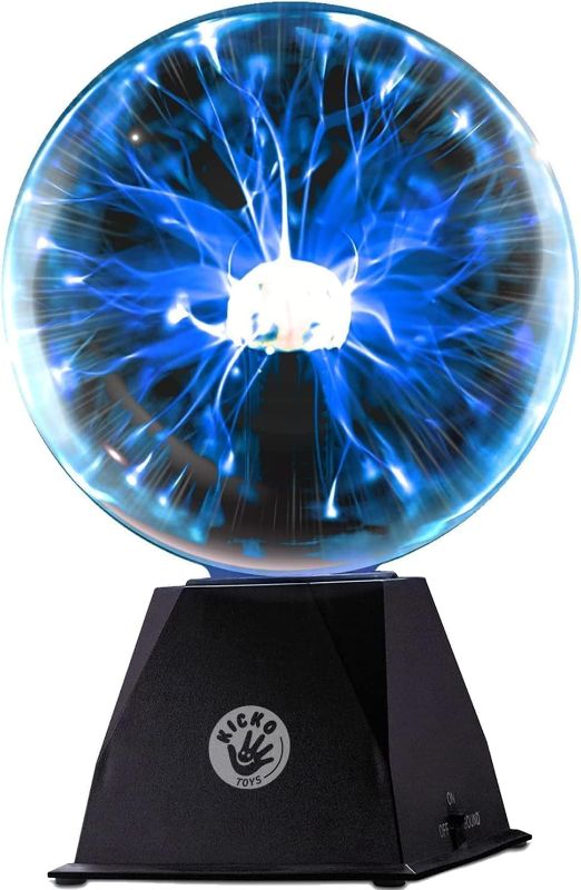 Photo 1 of Kicko 7” Blue Plasma Ball Touch Sensitive, Nebula Thunder Lightning Plug-in Plasma Globe, Crystal Ball for Parties, Science Decorations, Props, Light Up Ball for Kids, Bedroom Decor, Home
