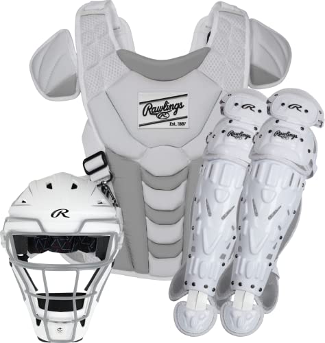 Photo 1 of Rawlings | Velo Fastpitch Softball Catcher's Set | NOCSAE Certified | Youth Ages 12 & Under | White/Silver
