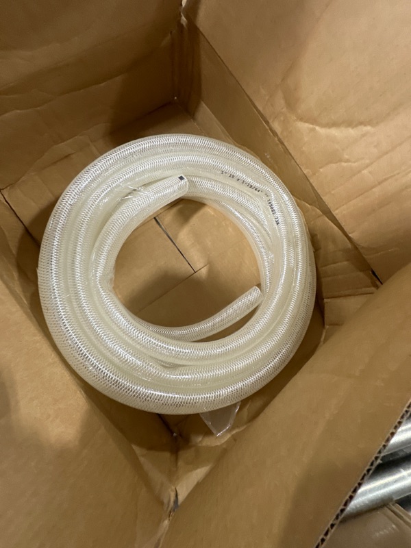 Photo 2 of 1" ID x 25 Ft High Pressure Braided Clear PVC Vinyl Tubing Flexible Vinyl Tube