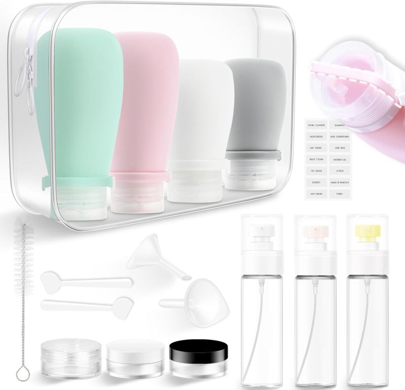 Photo 1 of 16 Pack Travel Size Containers,TSA Approved Toiletry Bottles,Leak Proof Silicone Travel Bottles With Strap,Perfect Travel Kit For Your Favorite Shampoo and Toiletries (BPA Free)
