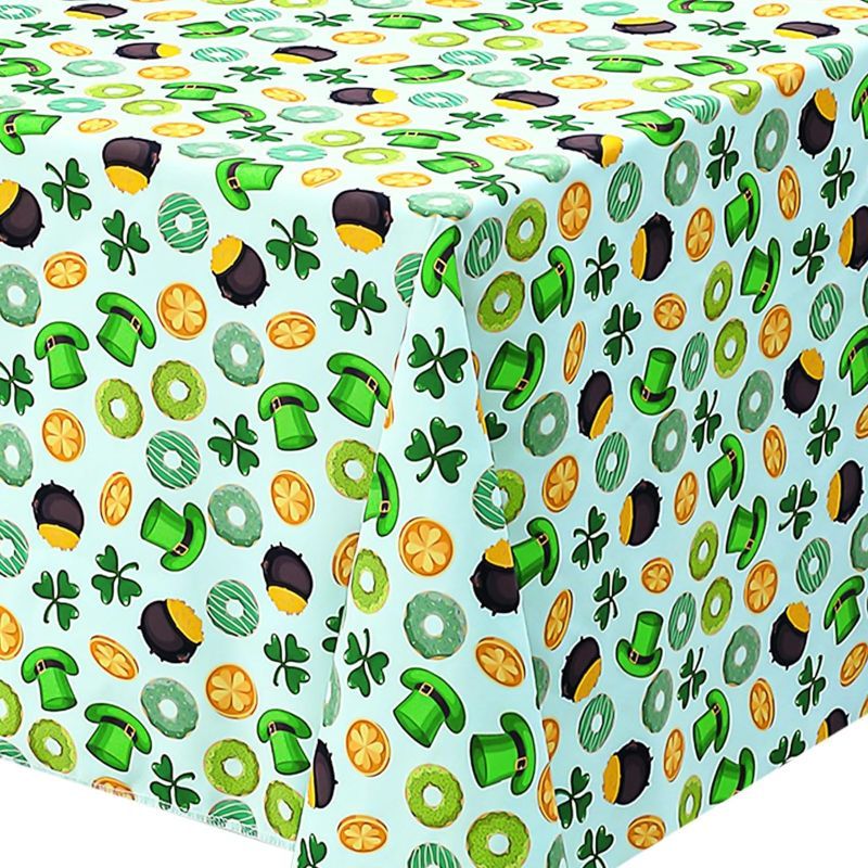 Photo 1 of Tatuo St Patrick's Day Tablecloth, St Patrick's Day Spring Tablecloth Rectangle Clover Tablecover Shamrock Tablecloth Green Leaves Table Runner for...
