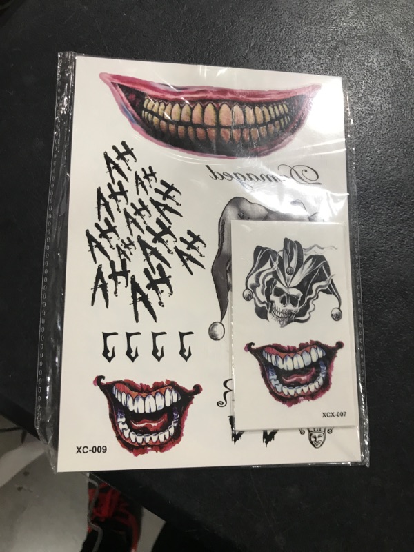 Photo 2 of 16 Sheets Joker Tattoos, Harley Quinn Tattoos, Tattoos for Suicide Squad Perfect for Halloween, Costumes, Harley Quinn Accessories Party and Cosplay