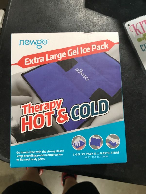 Photo 2 of NEWGO Hot & Cold Reusable Gel Ice Pack for Injuries, Reusable Cold Compress with Elastic Strap for Back, Shoulder, Knee, Neck, Hip Pain Relief - 14.56"x 11.41"