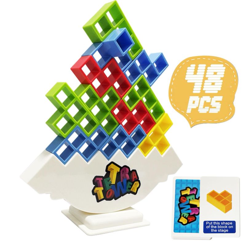 Photo 1 of Fun and Educational Tetra Tower Stacking Blocks Balance Game, Perfect for Kids, Adult, Family Board Games, Parties and Travel Adventures (48 PCS) 48PCS