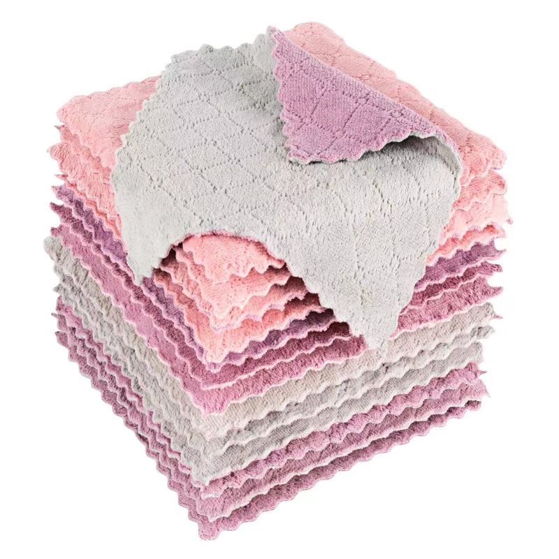 Photo 1 of 2 PACK 20 Pcs Kitchen Dish Cloths Set, Premiunm Bamboo Fiber Dishcloth Towels. Reusable and Absorbent Dish Cloths & Dish Towels?Suitable for Kitchen Bathroom and Cleaning Counters?(12” x 12”) (Coral Fleece)