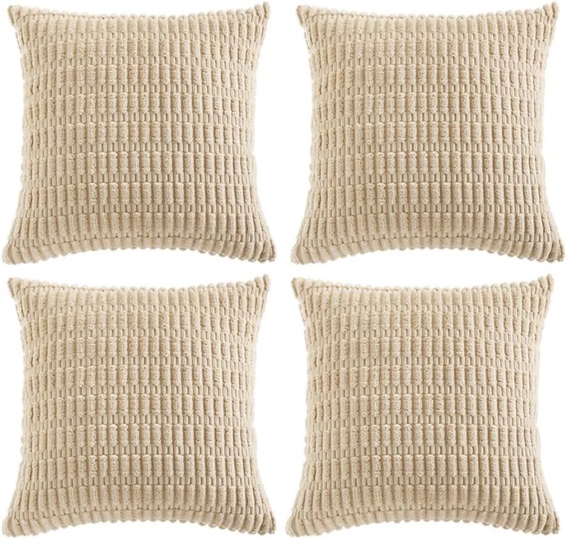 Photo 1 of Pack of 4 Decorative Throw Pillow Covers 18x18 Inch Soft Boho Striped Pillow Covers Modern Farmhouse Home Decor for Sofa Living Room Couch Bed (Yellow )