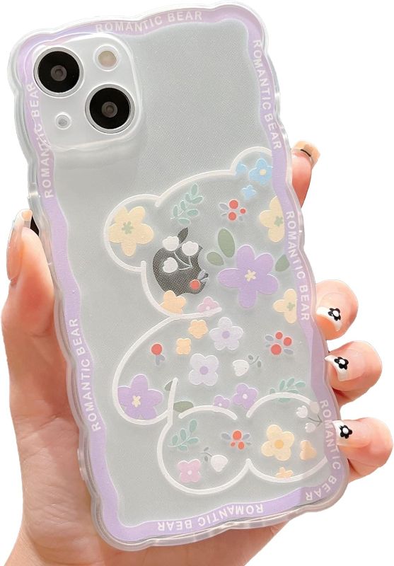 Photo 1 of Compatible with iPhone 14 Case Cute Cartoon Floral Butterfly Design for Women Girls Aesthetic Kawaii Slim Soft TPU Transparent Cover for iPhone 14 (Purple)