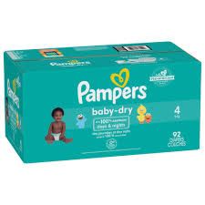 Photo 1 of Diapers Size 4, 92 Count - Pampers Baby Dry Disposable Baby Diapers, Super Pack, Packaging & Prints May Vary (Pack of 3) Size 4 (Pack of 3)