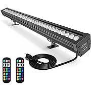 Photo 1 of LED Wall Washer Light with RF Remote, 144W RGBW+5000K Dimmable Linear Wall Wash Light Bar, 120V-277VAC, 40" Long, Perfect for Outdoor Building, Weddings, Advertising Boards, Commercial Lighting