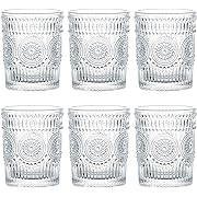 Photo 1 of  6 Pack 9 oz Romantic Water Glasses, Premium Drinking Glasses Tumblers, Vintage Glassware Set for Juice, Beverages, Beer, Cocktail