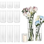 Photo 1 of 12Pcs Glass Cylinder Vase Hurricane Candle Holde, 4, 8,12 Inch Tall Clear Vases for Wedding Centerpieces,Flower Glass Vases for Party Home Decor,Office Decor, and Flower Arrangements.
