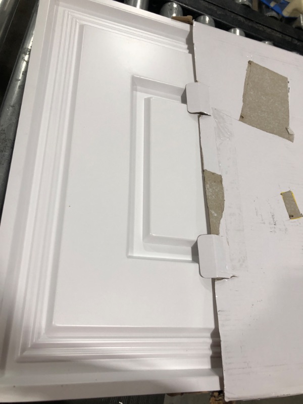 Photo 2 of STICKGOO PVC Ceiling Tiles, 2'x2' Glue Up Ceiling Panel White (12-Pack) to Prevent Breakage Cover 48 Sq. Ft, Pack of 12 Tiles 24"x24" White --- PARTIAL SET