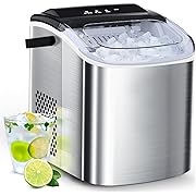 Photo 1 of  Steel Ice Maker Countertop, 26Lbs/24H, 9 Cubes Ready in 6-8 Mins, Self-Cleaning Portable Ice Maker with Handle, for Home/Office/Bar (Silver)