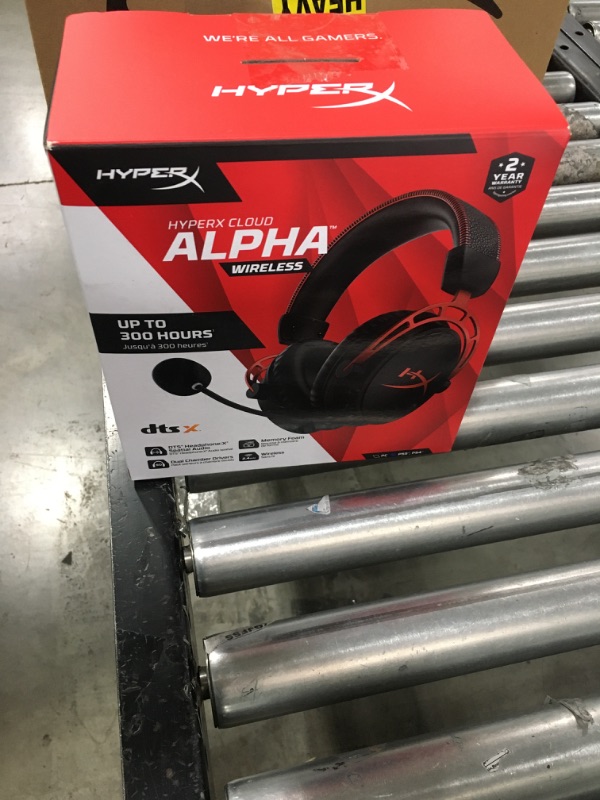 Photo 3 of HyperX Cloud Alpha Wireless - Gaming Headset for PC, 300-hour battery life, DTS Headphone:X Spatial Audio, Memory foam, Dual Chamber Drivers, Noise-canceling mic, Durable aluminum frame Red Wireless Cloud Alpha Headset