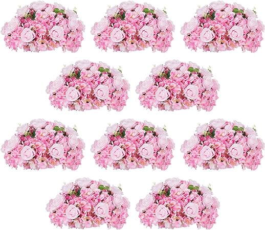 Photo 1 of Flower Balls for Centerpieces Wedding Flowers - 10 Pcs Large Fake Rose Balls, Pink Flowers for Centerpieces Tables, Hydrangea Artificial Floral Ball, Arrangement Bouquet for Party, Valentine's Day