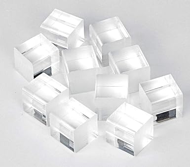 Photo 1 of 10 Pcs 1” x 1 x 1” Clear Square Acrylic Plexiglass Cubes Rod Peg