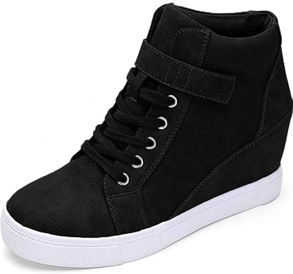 Photo 1 of Athlefit Women's Lace Up Wedge Sneakers High Top Fashion Sneakers Ankle Booties