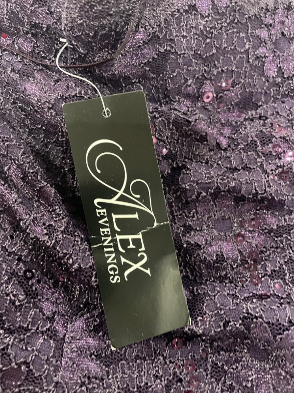 Photo 3 of Alex Evenings Women's Long Rosette Lace Cap Sleeve Gown 24 Plus Eggplant