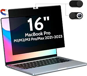 Photo 1 of Privacy Screen MacBook Pro 16 Inch (2021-2023, M1, M2, M3) -A2991/A2485/A2780, Magnetic Removable Matte Anti Blue Light Glare Filter 16inch Privacy Screen Protector for Mac Pro 16.2" Laptop