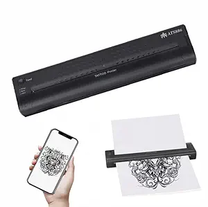 Photo 1 of YILONG Tattoo Stencil Printer Mini Portable Stencil Printer for Tattooing USB Wireless Bluetooth Black Tattoo Transfer Machine Tattoo Supplies, Compatible with Android, iOS Phone and PC-Side