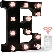Photo 1 of LED Black Alphabet Marquee Letters Sign Light Up Marquee Number Letter Lights Sign with Diamond Bulb for Night Light Home Bar Christmas Lamp Birthday Party Wedding Decoration E
