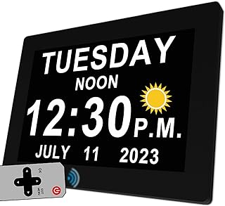 Photo 1 of 19 Alarms Digital Clock with Auto DST and Sun Moon Icons, Custom Reminders and Calendar Clock, Day Date Clock for Seniors Dementia Alzheimers' Clock- 7 Inch with Remote Control
