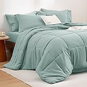 Photo 1 of Bedsure Sage Green Queen Comforter Set - 7 Pieces Solid Queen Bed in a Bag, Queen Bed Set Sage Green with Quilted Warm Fluffy Comforters, Sheets, Pillowcases & Shams
