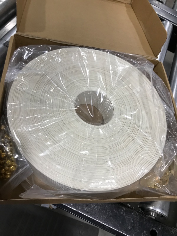 Photo 1 of Juvale Chain Link Fence Slats for Privacy Covering, Fence Tape Roll with Brass Fasteners for Home, School, Business, Stadiums, Construction Sites, Storage Facilities (1.8 in x 246 ft, White) White chain link fence slats and brass fasteners