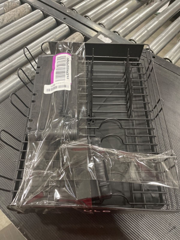 Photo 1 of ULG Dish Drying Rack with Drainboard, Countertop Dish Rack, Rustproof Dish Drainer for Kitchen Counter, Draining Rack with Detachable Utensil Holder, Adjustable Swivel Spout Dish Strainers, Black