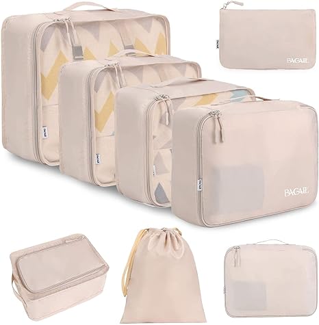 Photo 1 of BAGAIL 8 Set Packing Cubes Luggage Packing Organizers for Travel Accessories-Cream