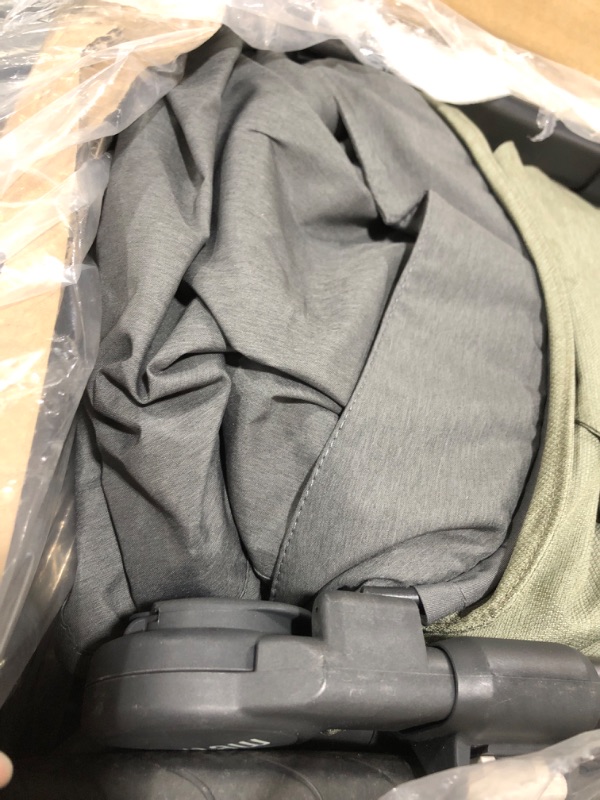 Photo 2 of Travel Stroller/Lightweight, Portable Design/One-Hand Fold/Shoulder Strap and Leather Bumper Bar Included/Gwen (Green Mélange/Carbon Frame/Saddle Leather)