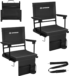 Photo 1 of ADVENOR Portable Stadium Seat with Back Support for Bleacher -2 Pack, Adjustable 6 Reclining Position, 2 Pockets Thick Padded Cushion Ideal for Basketball Soccer Sport Events
