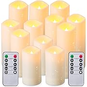 Photo 1 of Waterproof Flickering Flameless Candles, Set of 12 Battery Operated Candles (D2.2'' x H4''5''6''7"), Outdoor Indoor Candles with 10-Key Timer Remote, Long Lasting
