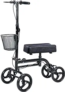 Photo 1 of WINLOVE Black Steerable Knee Walker Roller Scooter with Basket Dual Braking System for Angle and Injured Foot Broken Economy Mobility