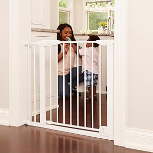 Photo 1 of Toddleroo by North States Bright Choice Auto-Close Baby Gate with Door. Pressure Mounted Baby Gate for Doorways, Child Gate Fits Openings 29.75” to 40.5” Wide. (30" Tall, White)