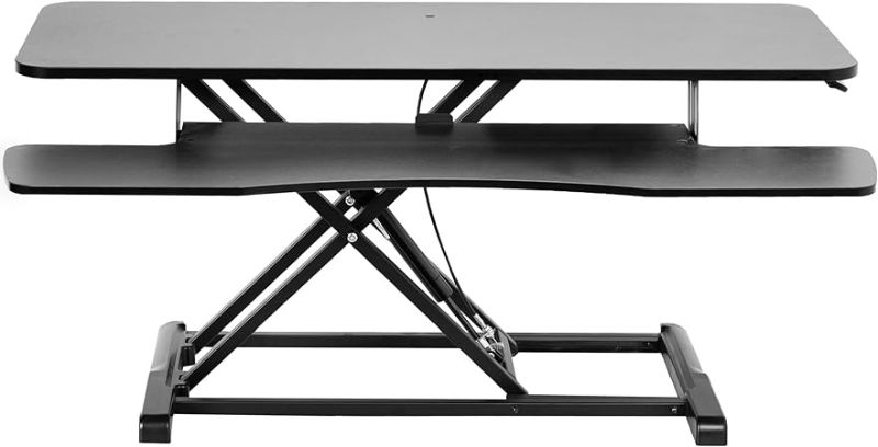 Photo 1 of VIVO 42 inch Desk Converter, K Series, Height Adjustable Sit to Stand Riser, Dual Monitor and Laptop Workstation with Wide Keyboard Tray, Black, DESK-V042KB