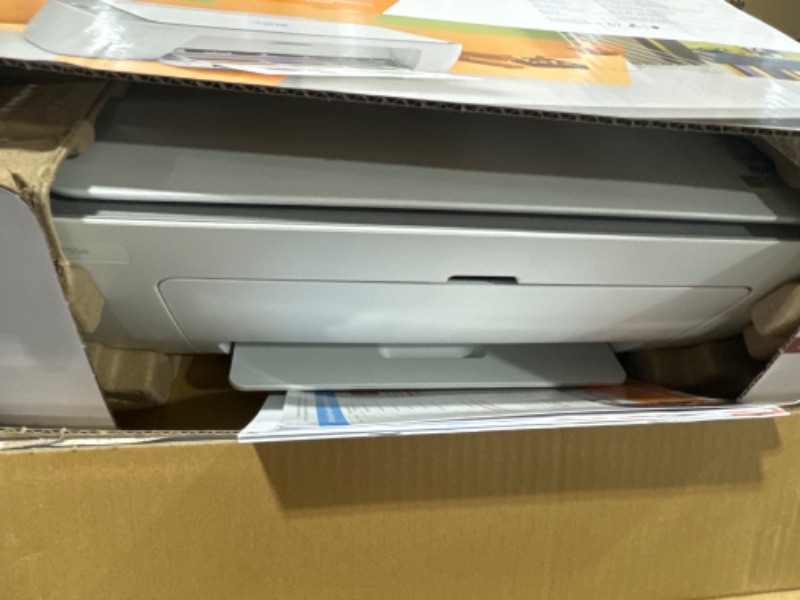 Photo 1 of HP DeskJet 2755e Wireless Color All-in-One Printer with bonus 6 months Instant Ink (26K67A), white
