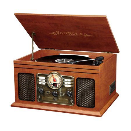 Photo 1 of Innovative Technology Victrola 6-in-1 Nostalgic Bluetooth Record Player with 3-Speed Turntable Mahogany

