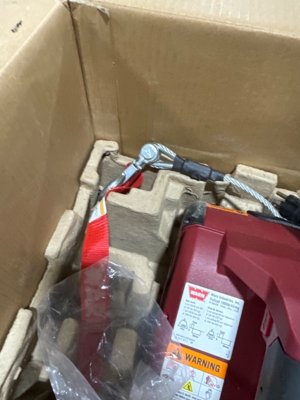 Photo 2 of  FOR PARTS ONLY WARN 885000 PullzAll Corded 120V AC Portable Electric Winch with Steel Cable: 1/2 Ton (1,000 Lb) Pulling Capacity , Red