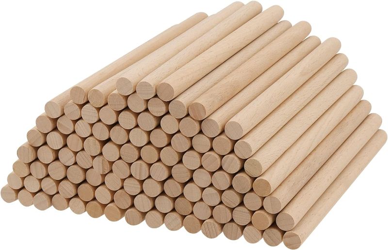 Photo 1 of 100 PCS 3/8 x 6 Inch Dowel Rods Wood Sticks, Natural Wooden Dowel Rods Dowel Sticks, Unfinished Wood Sticks for Crafts and DIY Project
