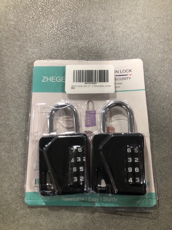 Photo 2 of 2 Pack ZHEGE Combination Lock, 4 Digit Code Padlock, Gym Locker Lock with DIY Name Tags, Combo Lock Outdoor for Backyard Gates, Fence, Sheds
