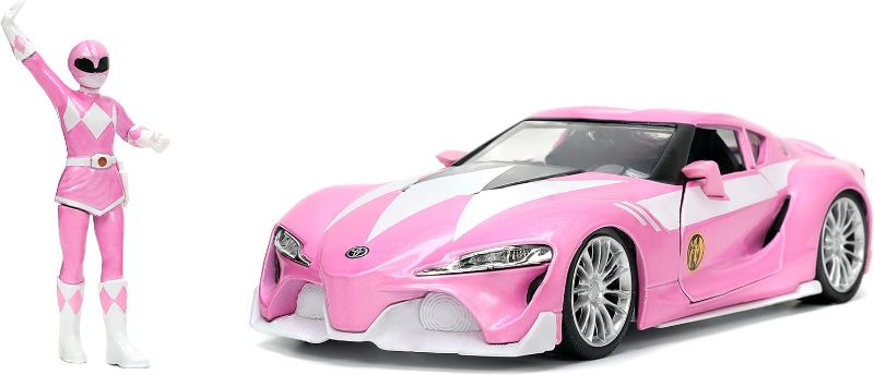 Photo 1 of Jada Toys Mighty Morphin Power Rangers 1:24 Toyota FT-1 Concept Die-cast Car w/ 2.75" Pink Ranger Figure, Toys for Kids and Adults
