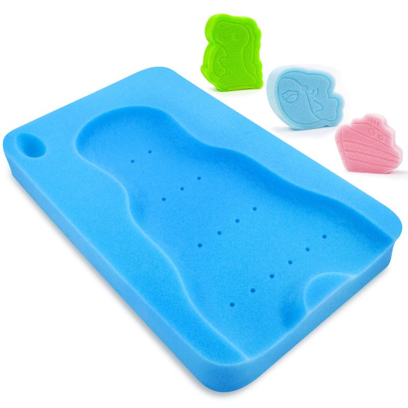 Photo 1 of Baby Bath Sponge Soft Infant Bath Mat Newborn Cushion Odor Free (Blue)
