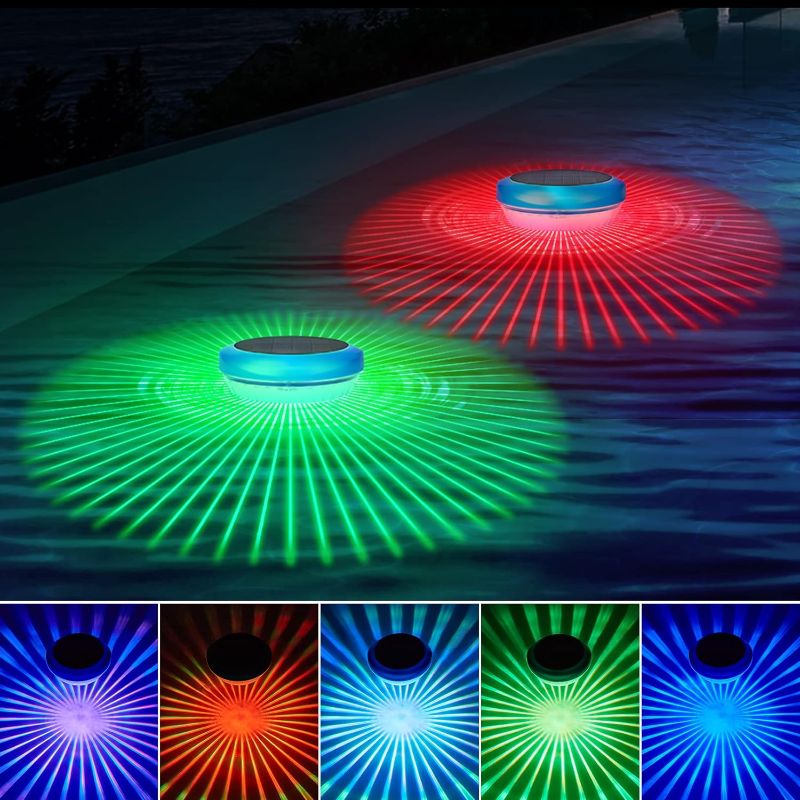 Photo 1 of Solar Floating Pool Lights,RGB Color Changing Pool Lights That Float,Waterproof Light up LED Pool Accessories,Solar Pool Light for Outdoor Swimming Pool,Pond,Hot Tub,Garden,Party Decoretion
