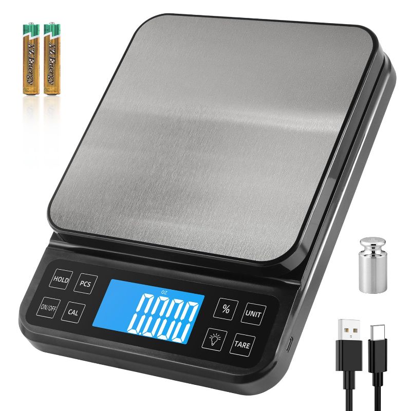Photo 1 of BOMATA Large Kitchen Scale with 0.1g/0.001oz High Precision, Bakery Scale with% Percentage Function, Capacity 5kg/11lbs, USB Rechargeable, Full-View Angle LCD with Backlight, Stainless Steel Pan…
