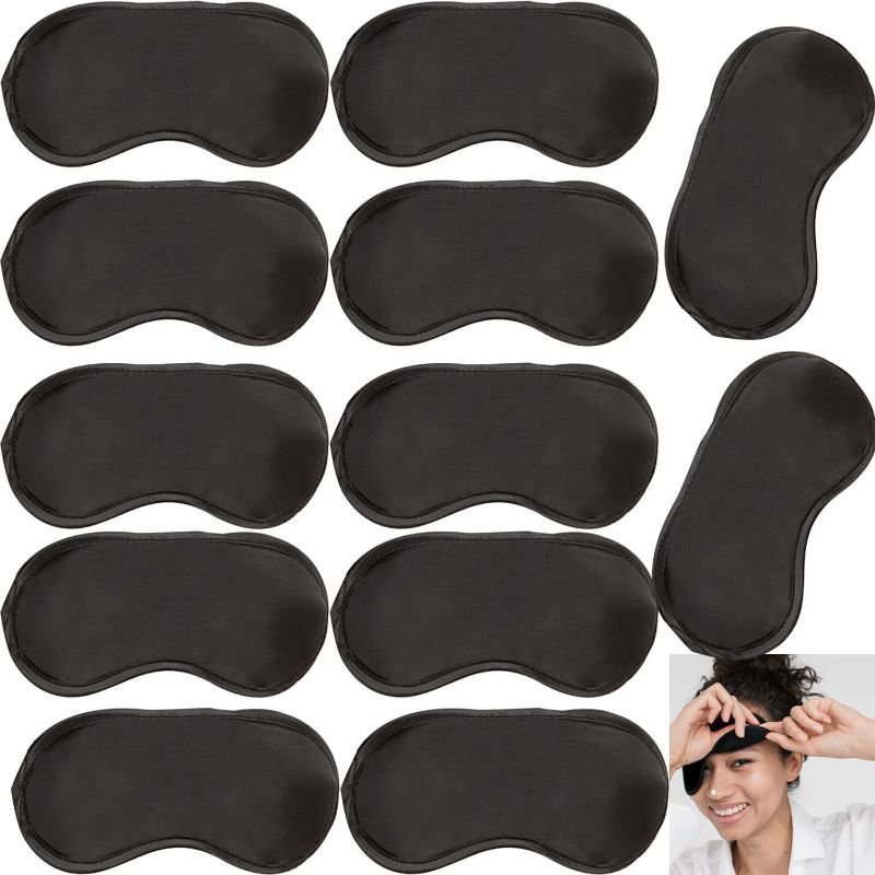 Photo 1 of 12 Pack Blindfold Eye Mask Cover Sleep Mask for Team Games Travel Sleep Party Supply with Adjustable Strap for Women Men Kids, Black
