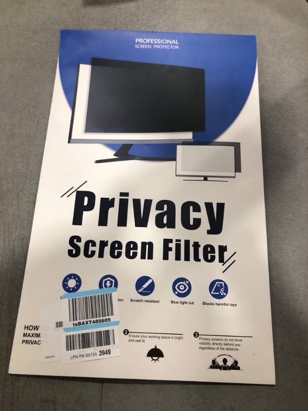 Photo 2 of Computer Privacy Screen Filter 21.5 inch,Removable 16:9 Widescreen Monitor Privacy Screen,Anti Glare Blue Light Privacy Shield,Support Two Side use
