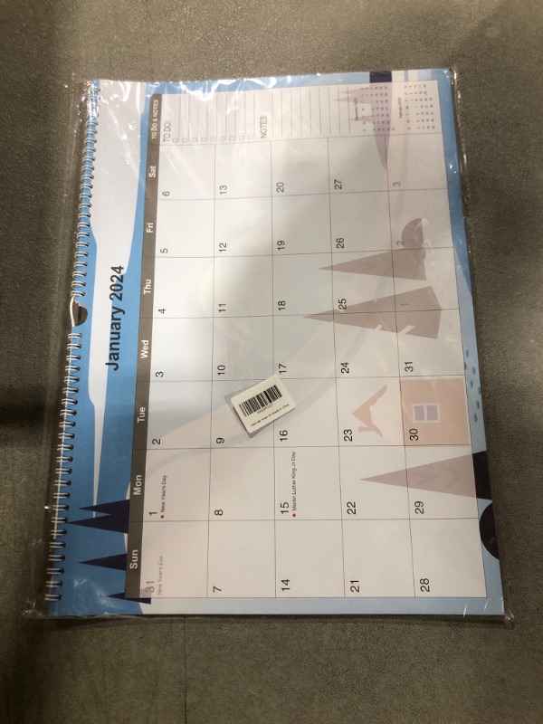 Photo 1 of 2024 Calendar 12 Month Wall - 2024 Calendar Jan. - Dec. 12" x 17", Large Calendar with Calendar Stickers, Spiral Bound, Hanging Hook, Great for Planning and Organizing Your Home School Office Time 17''x12''